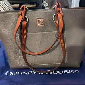 Dooney & Bourke Taupe and Tan Leather Tote